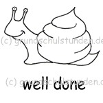 Belohnungs-Stempel, englisch, snail "well done"